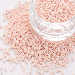 Perlas de cilindro de vidrio, abalorios de la semilla, pintura para hornear, agujero redondo, rosa brumosa, 1.5~2x1~2mm, agujero: 0.8 mm, aproximamente 45000 unidades / bolsa, alrededor de 1 libra / bolsa