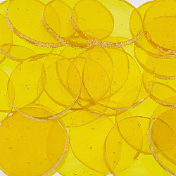 Carreaux de mosaïque en verre coloré olycraft 30pcs, pour la mosaïque art mural, lampes turques, plat rond, jaune, 24.5~25.5x2.5mm