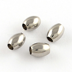 Perles en 201 acier inoxydable, baril, couleur inoxydable, 6.5x5x5mm, Trou: 2~2.5mm