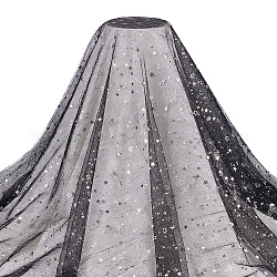 Tela de encaje de malla de estrella con estampado de plata de poliéster benecreat, para accesorios de ropa de diy, negro, 59-1/8 pulgada (1500 mm), 3 yardas/pc