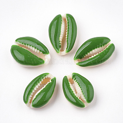 Kaurimuschel Perlen, mit Emaille, kein Loch / ungekratzt, grün, 20~26x13~18x5~7 mm