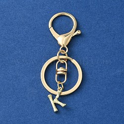 Porte-clés à breloques en alliage avec lettre initiale, avec fermoir en alliage, or, lettre k, 8.5 cm