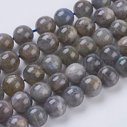 Natural Labradorite Beads Strands,  Round, 10mm, Hole: 1mm