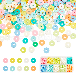 Perles d'argile polymère faites à la main de superfindings, disque / plat rond, perles heishi, couleur mixte, 8x0.5~1mm, Trou: 2mm, 10 couleurs, 200 pcs / couleur, 2000 pcs