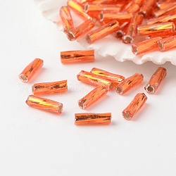 Calificar una semilla de vidrio, hexágono (dos cortes), plata forrada, rojo naranja, 6x2mm, agujero: 0.5 mm, aproximamente 34615 unidades / libra