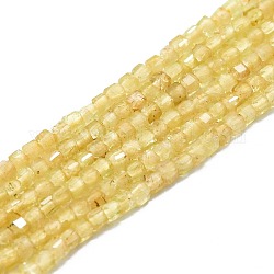 Perles d'apatite jaune naturel, facette, cube, 2x2x2mm, Trou: 0.6mm, Environ 182 pcs/chapelet, 15.16''~15.55'' (38.5~39.5 cm)