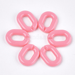Acryl-Verknüpfung Ringe, Quick-Link-Anschlüsse, zur Herstellung von Schmuckketten, Oval, neon rosa , 19x14x4.5 mm, Bohrung: 11x5.5 mm, ca. 680 Stk. / 500 g