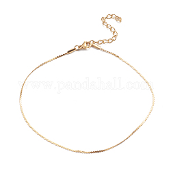 304 Stainless Steel Serpentine Chain Anklets, with Lobster Claw Clasps, Golden, 9-3/8 inch(23.8cm)