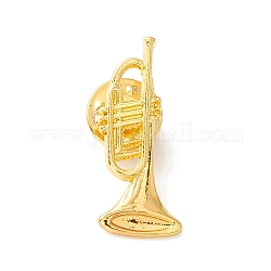 Brosche aus Tuba-Legierung, Anstecknadel für Musikinstrumente für Rucksackkleidung, golden, 29.5x12x1.5 mm, Stift: 1 mm