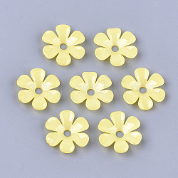 Opaco como tapas de cuentas de plástico, 6-pétalo, flor, amarillo, 33.5x31.5x6.5mm, Agujero: 5.5 mm, aproximamente 350 unidades / 500 g