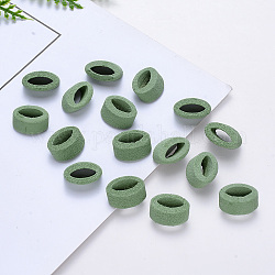 Abalorios de porcelana hechas a mano, esmerilado, oval, verde, 12x14x4.5mm, agujero: 8x3 mm