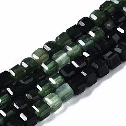Chapelets de perles en jaspe verte naturelle de la ligne, cube, facette, 4x4x4mm, Trou: 0.9mm, Environ 93 pcs/chapelet, 15.24 pouce (38.7 cm)