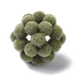 Perline floccate in resina intrecciata, perline a grappolo, tondo, verde oliva scuro, 16.5mm, Foro: 2.5 mm