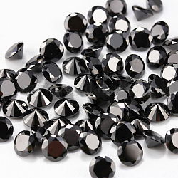 Cabochons à dos pointu de zircone cubique en forme de diamant, facette, noir, 6mm