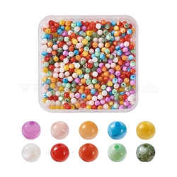 Craftdady 500pcs 10 colores perlas de concha de agua dulce natural, teñido, redondo, color mezclado, 4mm, agujero: 0.8 mm, 50 piezas / color