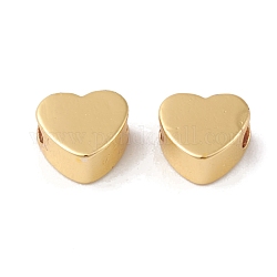 Rack Plating Brass Beads, Cadmium Free & Lead Free, Long-Lasting Plated, Heart, Real 18K Gold Plated, 5x5x2.5mm, Hole: 1.4mm