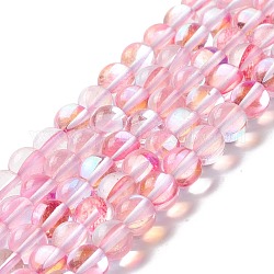 Pietre moon sintetiche perline fili, tondo, perla rosa, 8mm, Foro: 1 mm, circa 48pcs/filo, 14.57''~15.35'' (37~39 cm)