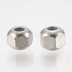 201 perle ecologiche in acciaio inossidabile, sfaccettato, rondelle, colore acciaio inossidabile, 3.5x4x4mm, Foro: 1.5 mm