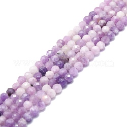 Chapelets de perles en jade lilas naturel, facette, ronde, 5mm, Trou: 0.8mm, Environ 76 pcs/chapelet, 15.16''~15.55'' (38.5~39.5 cm)