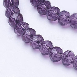 Transparent Glass Beads Strands, Faceted, Rondelle, Indigo, 4x3mm, Hole: 1mm, about 140~145pcs/strand, 17 inch
