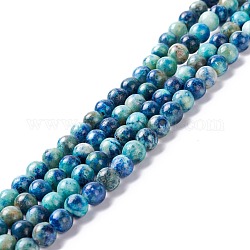 Perline di calcite naturale fili, tondo, blu, 6mm, Foro: 1 mm, circa 65~66pcs/filo, 15.94'' (40.5 cm)