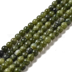 Perles de jade taiwan naturelles, ronde, olive, environ 4 mm de diamètre, Trou: 0.8mm, Environ 88 pcs/chapelet, 15 pouce