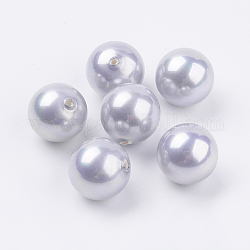 Perle semilavorate a conchiglia, tondo, fumo bianco, 14mm, Foro: 1 mm