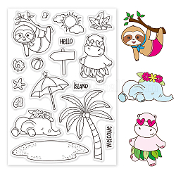 GLOBLELAND Summer Beach Stamps Cute Animals Silicone Clear Stamp Seals for Cards Making DIY Scrapbooking Photo Journal Album Decoration