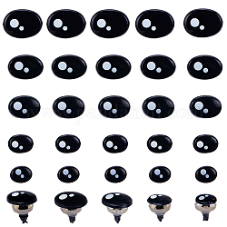 Gorgecraft 100 jeux de nez de vis de sécurité ovales en plastique, 5 styles, avec cale, poupée faisant des fournitures, noir, 9~16.5x7~12mm, 20 ensembles/style