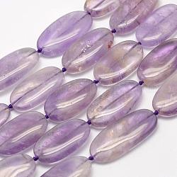 Chapelets de perles en amétrine naturelle, ovale, 25~37x16~17.5x5~7mm, Trou: 0.5mm, Environ 14 pcs/chapelet, 16.1 pouce