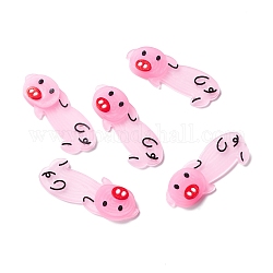 Cabujones luminosos de pvc, para accesorios para el cabello, cerdo, rosa, 19x52x5.5mm
