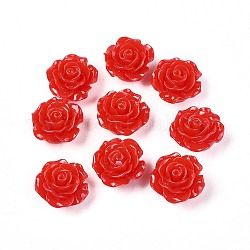 Resin Cabochons, Flower, Red, 20x19x10mm