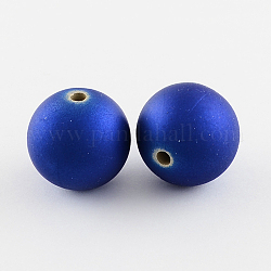 Rubberized Acrylic Beads, Round, Dark Blue, 10mm, Hole: 2mm