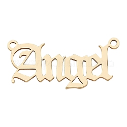 201 Stainless Steel Links, Old English, Angel, Laser Cut, Golden, 10.50x24x1mm, Hole: 1.2mm, 5pcs/bag