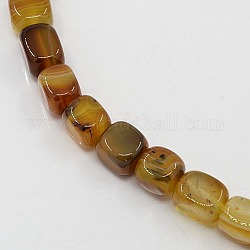 Natural Striped Agate/Banded Agate Beads Strands, Cube Gemstone Beads, Dyed & Heated, 10x9x10mm, Hole: 1mm, about 38pcs/strand, 15.35inch