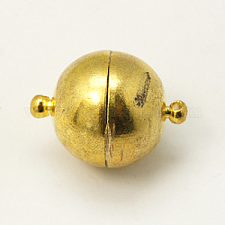 Chiusure magnetiche rotonde in ottone con passanti, oro, 19x12mm, Foro: 2 mm
