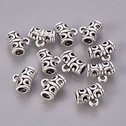 Tibetan Style Alloy Hangers, Cadmium Free & Lead Free, Bail Beads, Tube, Antique Silver, 10x12x6mm, Hole: 1.5mm