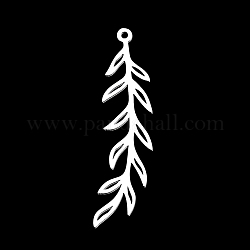 201 Stainless Steel Pendants, Laser Cut, Leaf, Stainless Steel Color, 44x11x1mm, Hole: 1.5mm