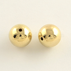 Plated Acrylic Round Beads, Light Gold, 4mm, Hole: 1mm