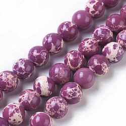 Fili di perle di diaspro imperiale sintetico, tinto, tondo, porpora, 8mm, Foro: 0.8 mm, circa 47pcs/filo, 14.96 pollice (38 cm)