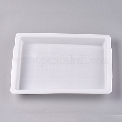 Пластиковый штабелируемый сервировочный поднос, прямоугольные, белые, 31.3x20.8x3.9 см, Внутренний диаметр: 20.7x10.75 cm