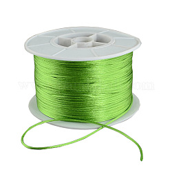 Fil de nylon ronde, corde de satin de rattail, pour création de noeud chinois, vert jaune, 1mm, 100 yards / rouleau