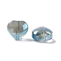 Micropiastra di vetro, cuore, cielo blu, 10x10x5mm, Foro: 1 mm