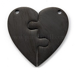 Stainless Steel Split Pendants, for Lovers, Heart with Heart, Electrophoresis Black, 30.5x30x2mm, Hole: 1.6mm