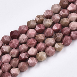 Chapelets de perles en rhodochrosite naturelle, étoiles coupées perles rondes, facette, 5~6x6mm, Trou: 1.2mm, Environ 56 pcs/chapelet, 14.17 pouce (36 cm)