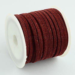 Шнуры из искусственной замши, искусственная замшевая кружева, темно-красный, 4x1.5 мм, около 5.46 ярда (5 м) / рулон, 25 рулонов / мешок