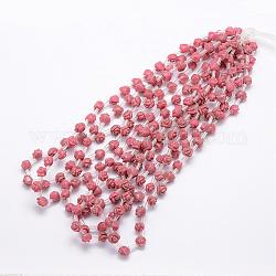 Perles naturelles de rhodonite, rose, 10x5~9mm, Trou: 1mm