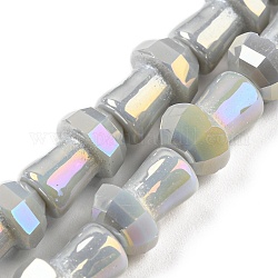 Abalorios de vidrio electroplate hebras, color de ab chapado, facetados, seta, gris oscuro, 12x8mm, agujero: 1 mm, aproximamente 50 pcs / cadena, 22.83'' (58 cm)