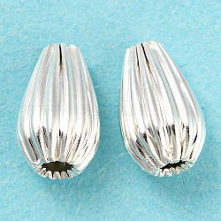 Perle di ottone ecologiche,  cadmio& piombo libero, placcato di lunga durata, lacrima ondulata, placcati argento 925 euro, 8x5mm, Foro: 1.2 mm