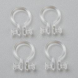 Plastic Clip-on Earring Findings, for Non-pierced Ears, Clear, Hole: 0.6mm, 11x8x1.2mm